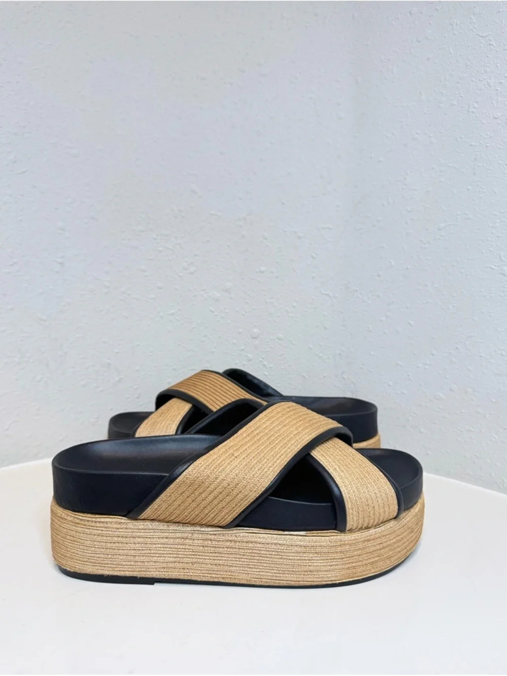 Rebecca Minkoff Woven Dune Khaki Women’s Platform Sandals Size 8 NIB